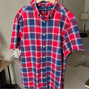 Polo Ralph Lauren Boy’s Red/blue Plaid  S/S Button Up Size L (14/16)